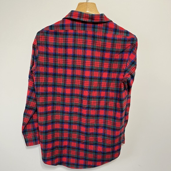 Vintage Pendleton Flannel Shirt Mens M Red Gr Royal Stewart Plaid Wool Button Up - Picture 4 of 5